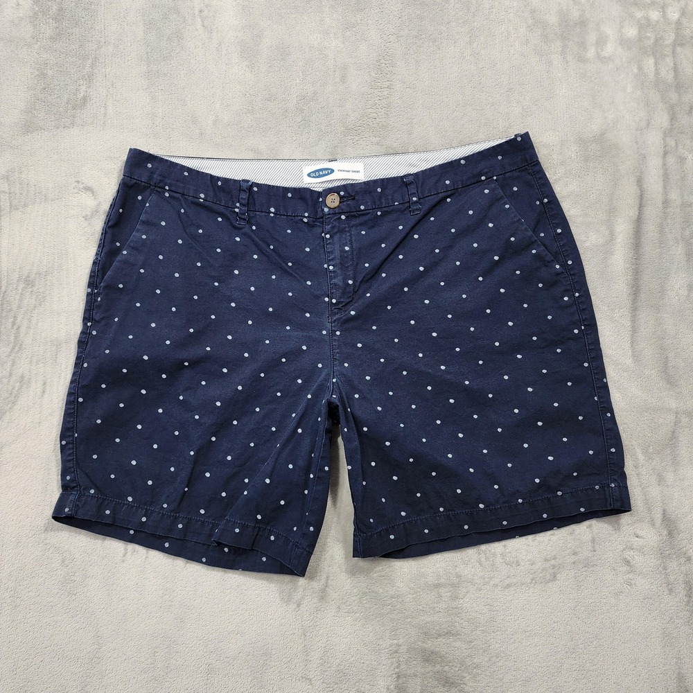 Old Navy Shorts Women 16 Blue White Everyday Short Polka Dot Chino Casual Summer